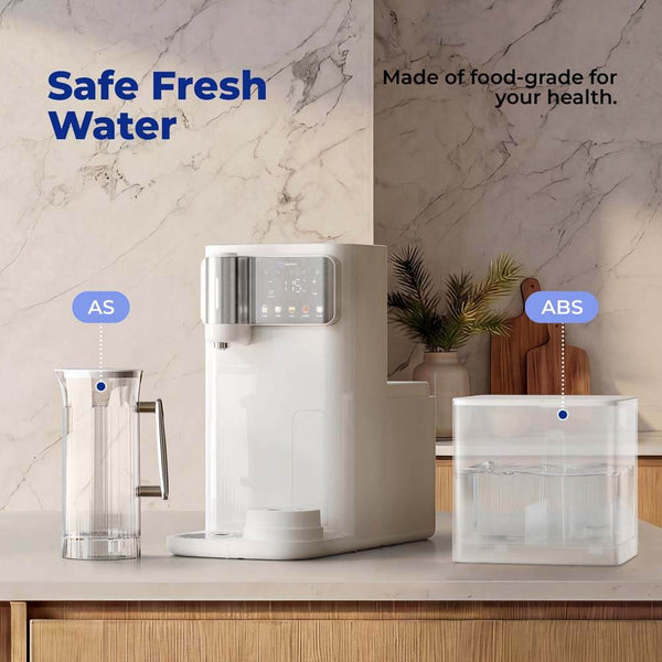 Countertop Reverse Osmosis System, Hot & Cold Water RO Filter, 7-Stage Filtration with Mineralization, Installation-Free Water Purifier with Autofill Pitcher, 3:1 Pure-to-Drain, TDS Reduction